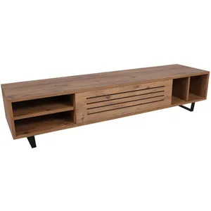 EMOB meuble tv bois 160x40x35 noir, bois noir, bois naturel, bois pas cher