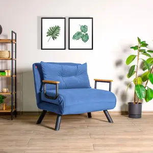 Comparateur de prix : MENZZO Fauteuil convertible Yolanda Métal Noir et Tissu Bleu