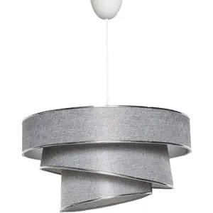 MENZZO Suspension 3 cylindres biscornus Inconditus Ø40cm Cotton Gris et Métal Blanc et ArgentVendu parbazarchic