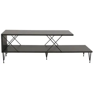MENZZO Meuble TV 2 étagères Cayena 120cm Métal Noir et Bois Anthracite pas cher