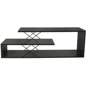 MENZZO Meuble TV 2 étagères Loiria 120cm Métal Noir et Bois Anthracite pas cher