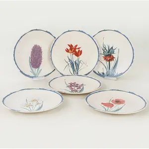 HERMIA Assiette en céramique vintage flower 25 cm (lot de 6) Iret pas cher