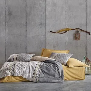 Mijolnir - Parure housse de couette Nedra beige/gris 140x200 cm pas cher
