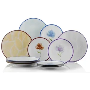 Hermia Concept - 6 Assiettes à dessert & 6 Plats en Porcelaine multico... pas cher