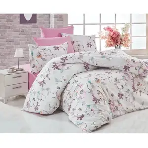 Parure de lit coton renforcé floral - Blanc pas cher