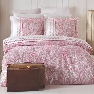 Mijolnir - Parure housse de couette Paisley rose/blanc 260x220 cm pas cher