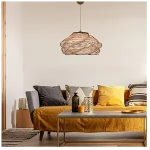 VENTE-UNIQUE Suspension en bois tressé - D. 36 x H. 65 cm - Naturel - PARIALVendu parbazarchic