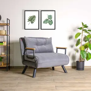 Comparateur de prix : MENZZO Fauteuil convertible Yolanda Métal Noir et Tissu Gris