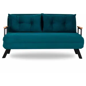 HANAH HOME Canapé convertible 2 places tissu vert Sylvano 133 cm pas cher