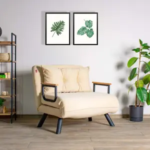 Comparateur de prix : MENZZO Wooden Art - Fauteuil convertible Sando crème - 60x50x42 cm T.U