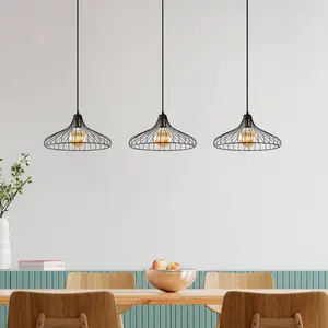 Opviq Suspension Depay 11260 à 3 lampes linéaire noir antique pas cher