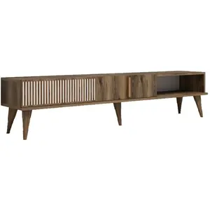 HANNAH HOME Grand meuble tv en bois noyer 2 portes roma 180cm pas cher