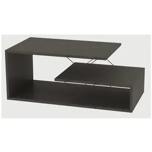 MENZZO Table basse design à 3 plateaux Loiria Noir et Gris foncé pas cher