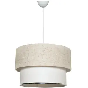 MENZZO Suspension base blanc avec abat-jour ø30cm bicolore beige et blancVendu parbazarchic