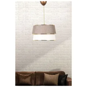 MENZZO Suspension Nilaya D30cm Métal Bolanc et Or et Tissu Blanc et BeigeVendu parbazarchic