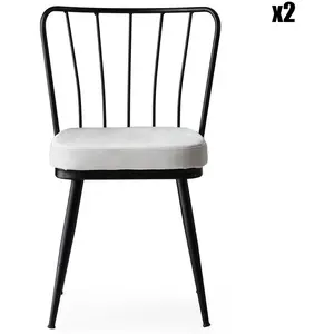 Wooden Art - 2 Chaises Yildiz noir/blanc - 43x82x42 cm T.U pas cher