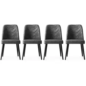 MENZZO Lot de 4 chaises Conla Velours Gris foncéVendu parkaufland