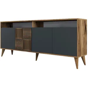 Comparateur de prix : MENZZO Calicosy - Buffet 4 portes L180 cm - MILAN - Chêne vintage / gris TU