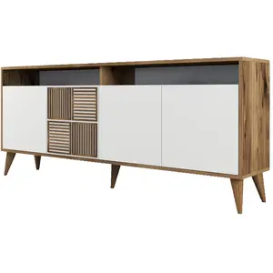 Comparateur de prix : Menzzo Buffet en aggloméré 4 portes milan noyer et blanc