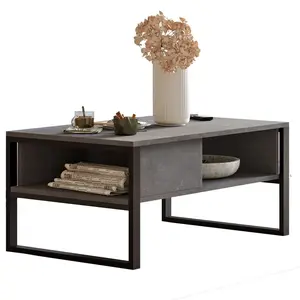 HANNAH HOME Emob - Table Basse Locelso | 18mm mélaminé | Cadre métal argenté pas cher