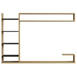 MENZZO Meuble TV murale avec étagères Jared 180cm Bois et Anthracite pas cher