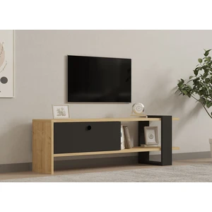 MENZZO Meuble TV 1 porte kaine 120cm Bois clair et Anthracite pas cher