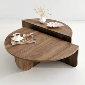 Comparateur de prix : EMOB Vente-unique - Lot de 2 Tables Basses - Naturel foncé - ALOEVA