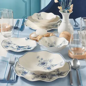 Asir Dinerset (24 Stuks). 100% PORSELEIN Serveerbord: 25 cm (6 stuks) ...Vendu parkaufland