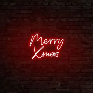 Wallity - Décoration murale lumineuse Merry Christmas rouge - 43x33x2 ... pas cher