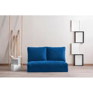 Comparateur de prix : Menzzo Pouf convertible 2 places velours bleu