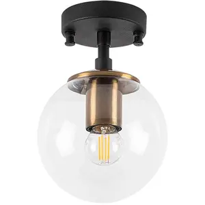 Comparateur de prix : MENZZO Opviq Plafonnier Atmaca 10205 or antique/noir verre clair Ø 15cm