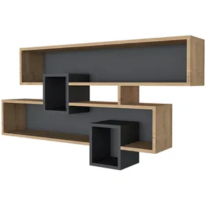 Wooden Art - Étagère Karen saphir/anthracite - 120x22x72.2 cm T.U