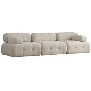 Comparateur de prix : MENZZO Canapé modulable 3 places Nounou Tissu bouclette Blanc crème