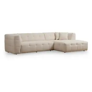 Comparateur de prix : MENZZO Canapé d'angle à droite Simur Tissu bouclette Beige