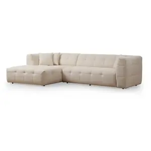 Comparateur de prix : MENZZO Canapé d'angle à gauche Simur Tissu bouclette Beige