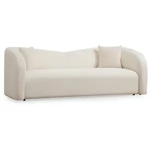 MENZZO Canapé 3 places Sankifa Tissu bouclettes Blanc crème pas cher