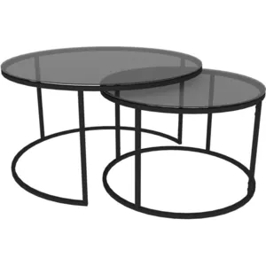 Homitis - 2 Tables basses gigognes Tokyo noires T.U pas cher
