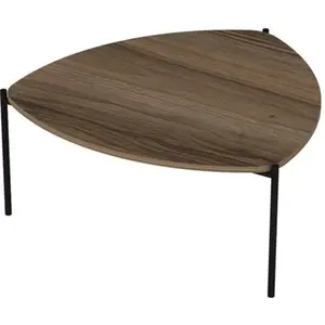 MENZZO Table basse trépieds Myrtle 89x90cm Métal Noir et Bois foncé