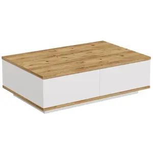 Comparateur de prix : Vente-unique - Table Basse avec 2 Portes - Naturel et Blanc - LOTULA
