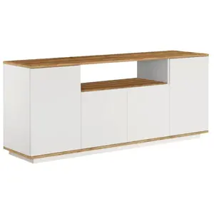 Comparateur de prix : VENTE-UNIQUE Buffet avec 4 portes et 1 étagère - Naturel clair et Blanc - LOTULA