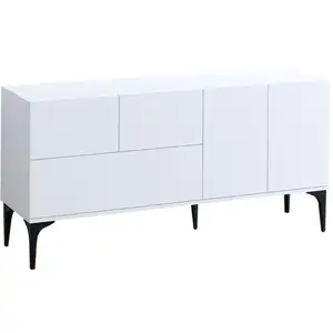 CALICOSY Buffet 5 portes blanc - L150 cm - 150 cm X 35 cm X 75 cm - GLISE pas cher