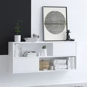 Wooden Art - Etagère murale Forkis blanche - 120x50x22 cm T.U pas cher