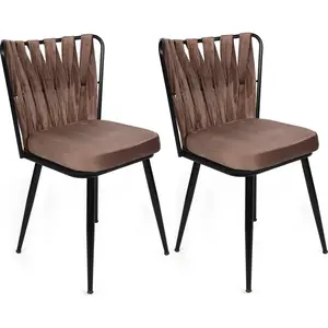 Homitis - 2 Chaises Kusakli marron clair/noir - 43x82x43 cm T.U pas cher