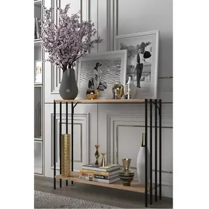 Comparateur de prix : CALICOSY Console décor pin atlantique et noir L90 cm - 90 cm X 26 cm X 80 cm - VERONA