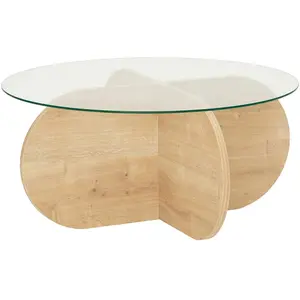 Comparateur de prix : HANAH HOME Table basse en verre Bubble chêne