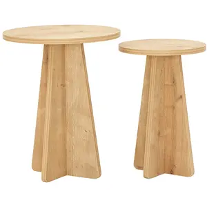 CALICOSY Lot de 2 tables basses décor bois chêne saphir H50 cm - MUSHROOMVendu paramazon