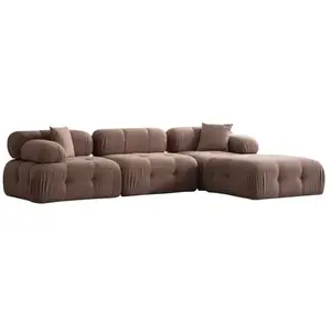 UB DESIGN Canapé d'angle Doblo 3 places + pouf - Cappuccino 560ARE1837 pas cher