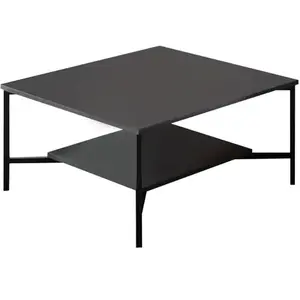 MENZZO Table basse carrée Harmony 80x80cm Métal Noir et Bois AnthraciteVendu parkaufland