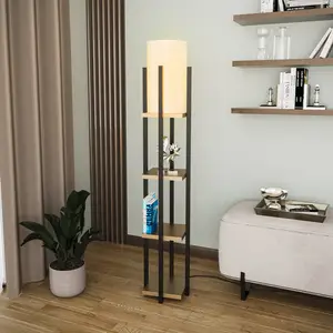 Comparateur de prix : Opviq Lampadaire 8115, noir/or/blanc, métal/canvas, hauteur 130cm