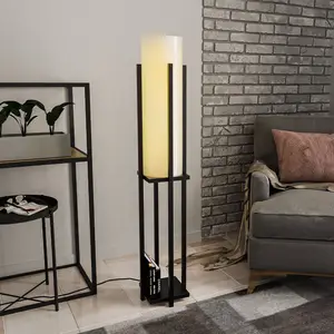 Opviq Lampadaire 8125, noir/blanc, métal/canvas, hauteur 130 cm pas cher